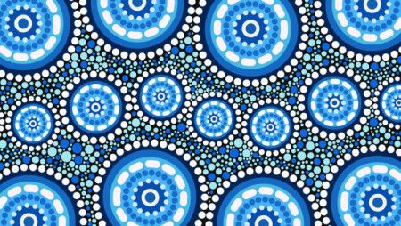Aboriginal dot design blue vector background