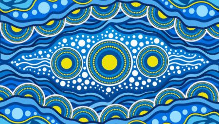 Aboriginal dot art blue vector background