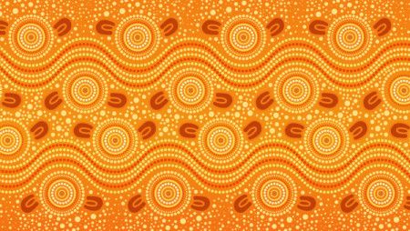 Aboriginal dot pattern seamless yellow background