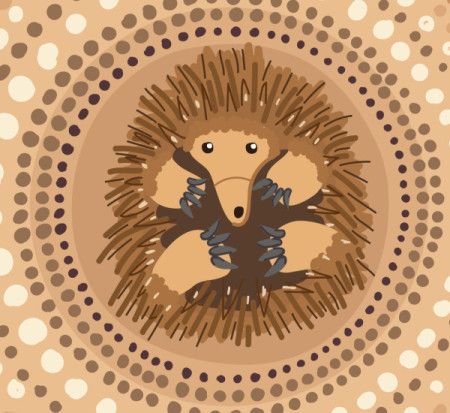 Aboriginal Vector Background With Echidna