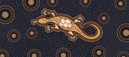 Aboriginal dot lizard art illustration