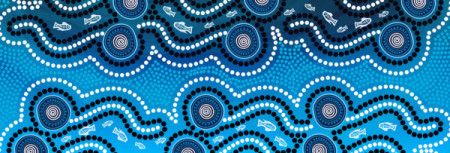 Aboriginal dot design blue vector background