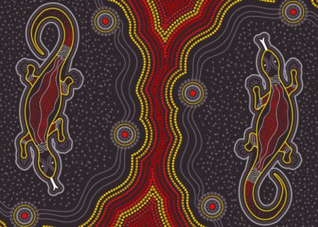 Aboriginal lizard painting illustration