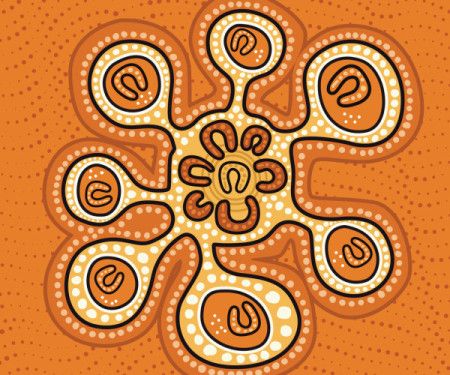 Aboriginal art illustration concept of people connection