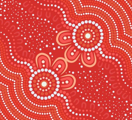 Red Aboriginal Dot Art Vector Background