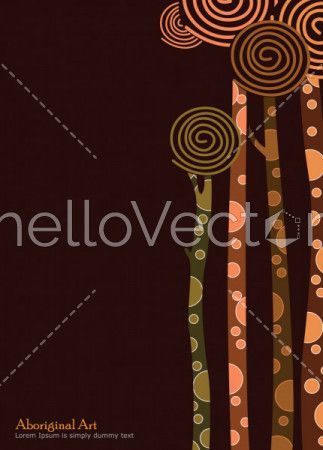 Tree banner background, Aboriginal art vector painting with tree.