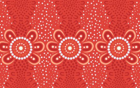 Red Aboriginal Dot Art Vector Background