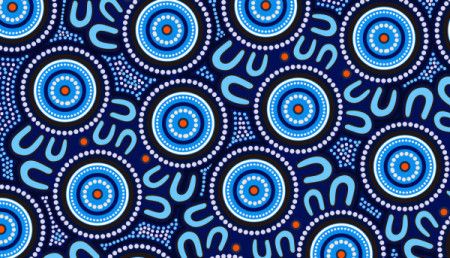 Aboriginal dot design blue background