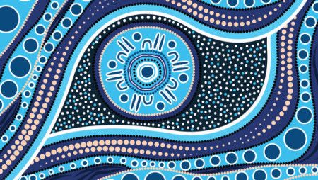 Aboriginal dot design blue vector painting