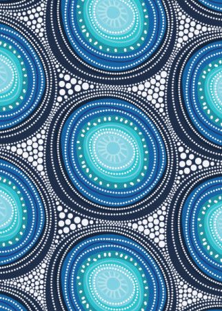 Aboriginal Dot Circle Design Blue Artwork