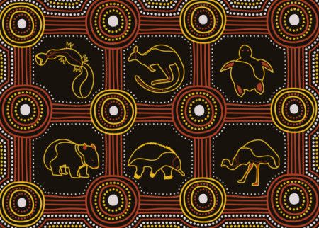Vector Aboriginal Painting With Animals