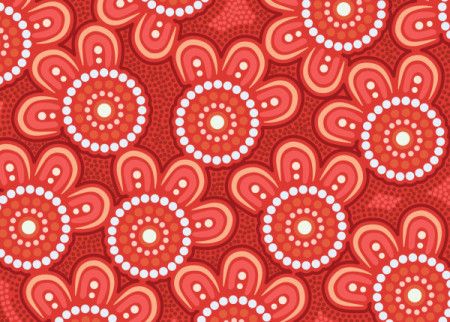Aboriginal dot design red background