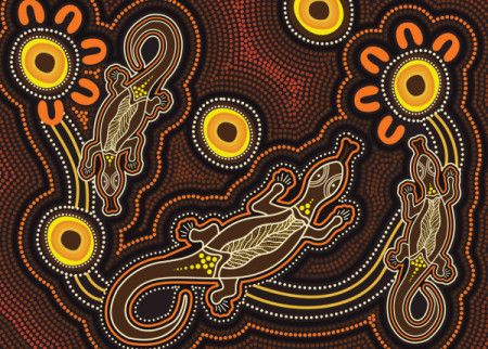 Aboriginal lizard painting illustration