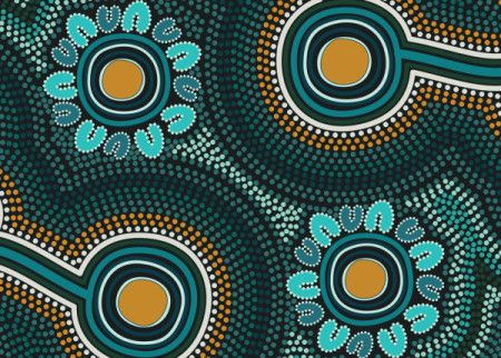 Green Australian Aboriginal Dot Design