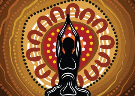 Fitness and meditation concept aboriginal artwork