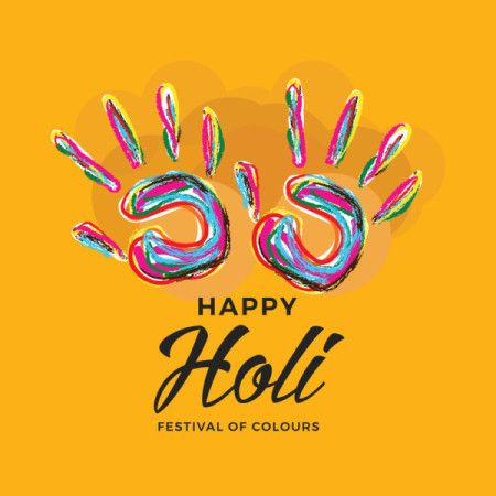 Colorful hand, happy Holi celebration background
