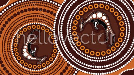 Aboriginal art background with kangaroo.
