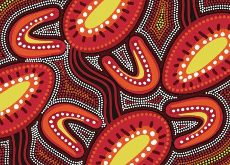 Red aboriginal dot style background