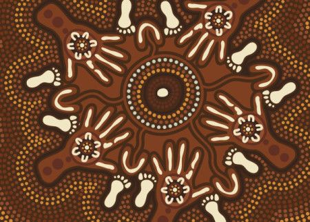 Brown Aboriginal Hand Print Artwork