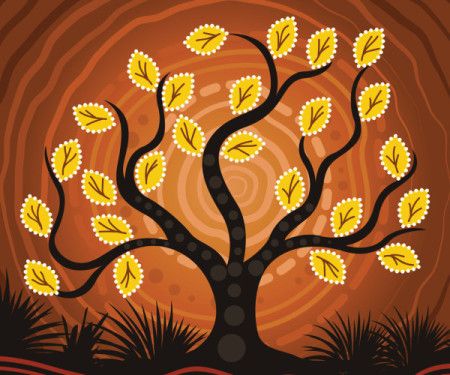 Aboriginal Australian Artwork With Tree