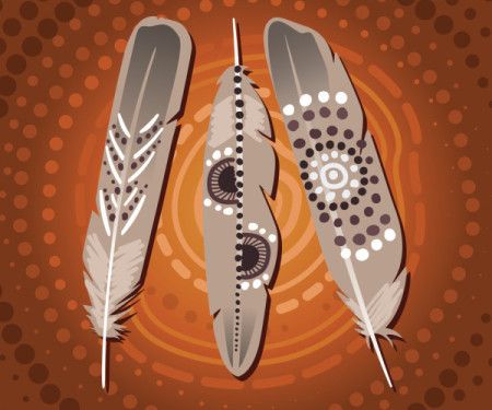 Aboriginal style of feather art - Illustration