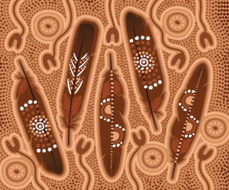 Aboriginal style of doted feather artwork - illustration