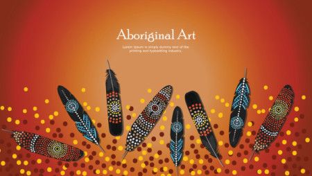 Banner design with feather aboriginal dot artwork