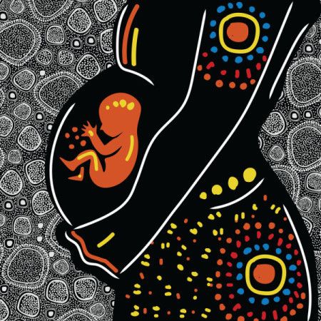 Art of a pregnant woman in aboriginal style