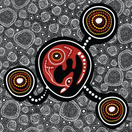 Aboriginal art vector painting with kangaroo