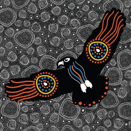 Aboriginal style flying eagle artwork