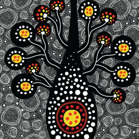 Aboriginal Boab Tree Dot Art