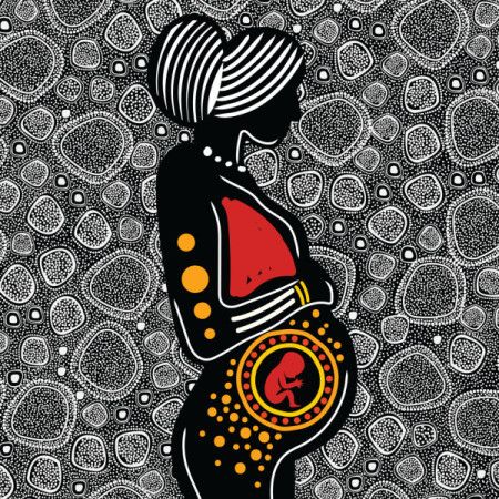 Pregnant woman aboriginal dot art