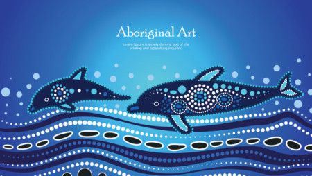 Banner design with dolphin aboriginal dot artwork
