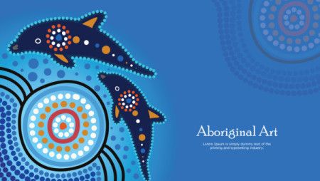 Aboriginal banner background with Dolphins