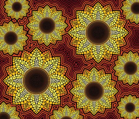 Aboriginal dot design sunflower background