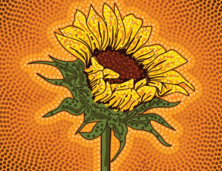 Sunflower Aboriginal Dot Painting