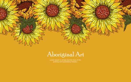 Aboriginal dot art poster design with sunflower