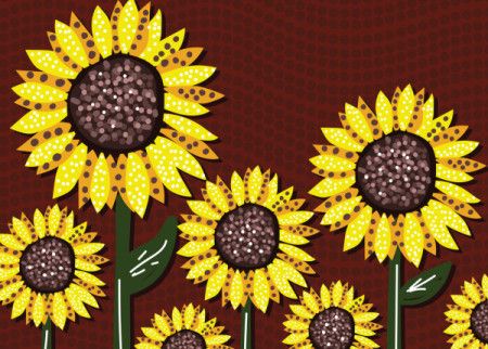 Sunflower Aboriginal Dot Art Illustration