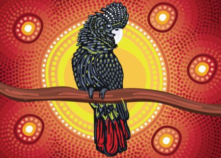 Black Cockatoo On Tree Aboriginal Art