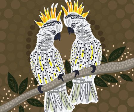 Cockatoo bird art in aboriginal style