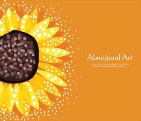 Poster design with sunflower aboriginal dot art