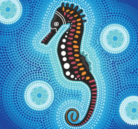 Seahorse dot painting - Aboriginal