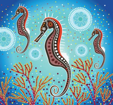 Seahorse aboriginal artwork - Vector