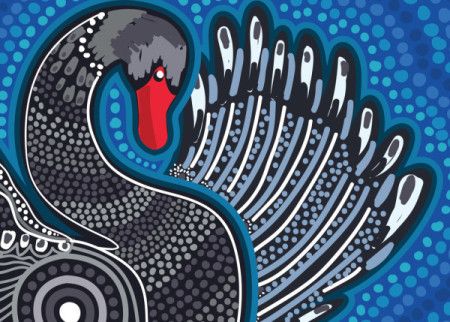 Black swan - aboriginal dot artwork