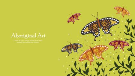Aboriginal banner background with butterfly