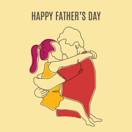 Father holds the little daughter in his arms. Happy fathers day greeting card