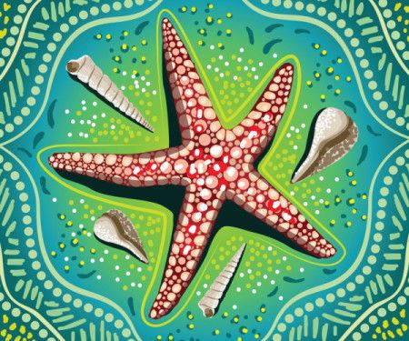 Starfish aboriginal art - Vector