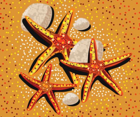Starfish art in aboriginal dot style