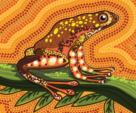 Aboriginal dot artwork with frog