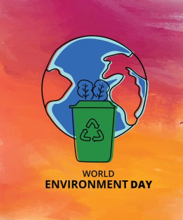 Hand draw World Environment Day on gradient background
